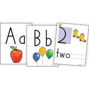 Learning Without Tears Color Print & Number Wall Cards- Handwriting Without Tears®- K–2, Alphabet Letter and Number Model, Double Lines- for School and Home Use
