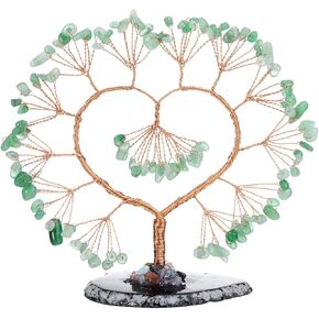 CrystalTears Chakra Crystal Heart Tree 7 Chakra Healing Gemstone Money Tree for Home Office Desk Decor Handmade Copper Wire Wrapped Tree Life Energy Stone Tree Crystal Gifts for Women Men