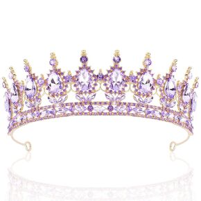 TOBATOBA Purple Tiaras and Crowns for Women, Crystal Wedding Tiara for Bride Queen Crown, Royal Princess Quinceanera Headpieces for Birthday Prom Pageant Halloween Cosplay