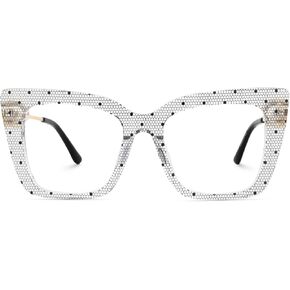 Zeelool Trendy Square Eyeglasses for Women Pearl and Lace Glasses Frames with Non-prescription Clear Lens Monalisa ZJGX446980 in Kuwait