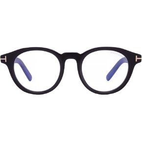 Tom Ford Blue Light Block Oval Unisex Eyeglasses FT5931-D-B 001 49, Shiny Black