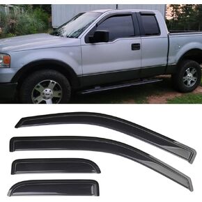 Smoke Window Sun Rain Visors Vent Guard Deflector Shade Compatible with Ford F-150 Super Cab 2005-2012