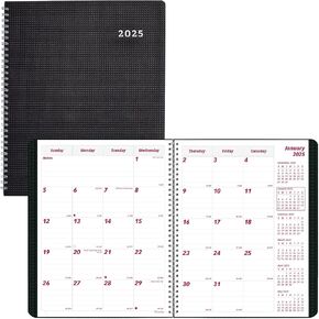 Brownline® 2025 DuraFlex Monthly Planner, 14 Months, December 2024 to January 2026, Twin-Wire Binding, 8.875" x 7.125", Black (CB1200V.BLK-25)