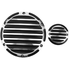 Motorcycle Timer Cover, Fydun Motorcycle Derby Trimmer Clutch Side Cover Engine Timing Black Plating Replacement Accessories Fit for FLD XL883 XL1200 96-13