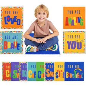 HiiARug 12pcs Carpet Squares for Classroom 18x18 Inch Carpet Spots for Classroom Sitting Floor Seats for Kids Sit Spots for Classroom Kindergarten Playroom Decor