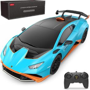 RASTAR by Lamborghini Huracan STO RC Car 1:24 Scale Remote Control Toy Car, R/C Model Vehicle for Kids Black RC - Blue