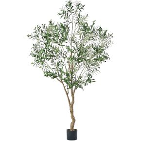 7FT Olive Tree Artificial Plant Decor - Tall Fake Tree for Home Decor Faux Plant Indoor 2000 Leaves Artificial Olive Tree for Living Room Bedroom Office Live Streams Decorative Modern Greenery