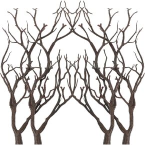 GALPADA 4pcs Artificial Dried Tree Branches Witch Antler Branch Decorative Plant Twigs Plastic Dry Branches for Spring Party Wedding Halloween Christmas Supplies Brown