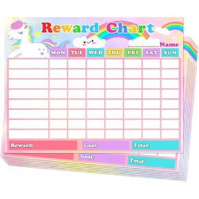 Chore Chart for Kids Dry Erase Reward Chart Reusable Self-Adhesive Behavior Chart for Home Classroom,Cute Unicorn Chore Chart 10 Pack,14.5 x 11 Inches