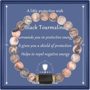 Natural Tourmaline Healing Bracelet Protection Energy Tourmaline Charm Bracelet Anxiety Relaxation Gifts for Women Girls