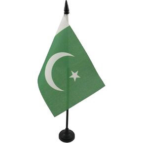 AZ FLAG Pakistan Table Flag 4'' x 6'' - Pakistani Desk Flag 15 x 10 cm - Black Plastic Stick and Base
