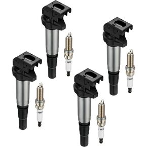 Set of 4 Ignition Coil Pack UF598 and Iridium Spark Plugs 97968 4 Pack Compatible with Mini Cooper Countryman Cooper Paceman L4 1.6L Replacement for C1692 12137575010 1213755001 5C1749 597091