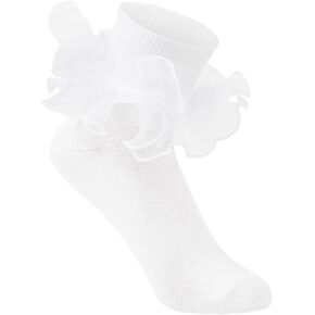 Komorebi Big Ruffle Socks Woman Double Lace Turn Cuff Socks for Womens Ankle Socks Frilly Dress Socks