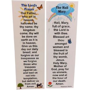 Our Father Hail Mary Bookmark Bulk Pack with Holy Card of Our Lady and Lords Prayer on Back Classroom School Supply for Students or Bible Study Marker, Set of 5