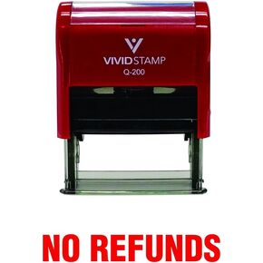 NO REFUNDS Self Inking Rubber Stamp (Red Ink) - Medium