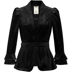 CHIC STAR Womens Velvet Double-Cuff Blazer
