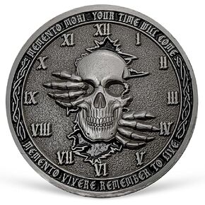 Memento Mori Coin Stoic Challenge Medallion Momento Mori Coin Skull Reminder Token for Daily Stoic Practice Stoicism Gifts Amor Fati Philosophy Keepsake Novelty Coin Collection