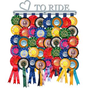 'Love to Ride' Rosette Hanger/Award Ribbon Holder Wall Display - Brushed Stainless Steel