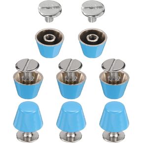 HARFINGTON 8set Flat Head Stud Spike 12mm Metal Purse Feet Handbag Nail Head Stud Flat Buckle Button Cap Cone Rivets Bucket Spike Tool Set for DIY Leather Craft, Matt Black