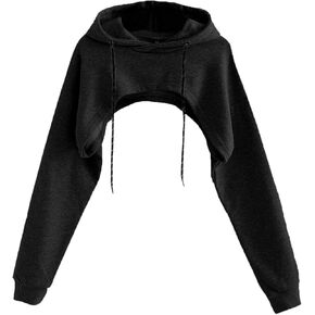 Remidoo Women Super Crop Top Pullover Sweatshirt Long Sleeve Drawstring Hoodie