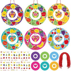 HyDren 24 Set Fruit of The Spirit Wreath Craft Kit for Kids Christian Religious DIY Wreath Craft Kit Make Your Own Fruit of The Spirit Ornament Sunday School Classroom Arts Activities Decor Supplies