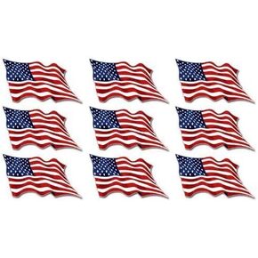 Sheet of 9: USA Waving Flag Sticker Decal ICS (American us Scrapbook Decals) Size: 1 x 2 inch