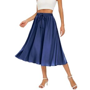 Abaadlw Maxi Skirts for Women with Pocket (Blue Floral XL)