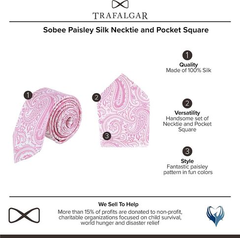 Trafalgar Men's Sobee Paisley Silk Necktie and Pocket Square in Kuwait