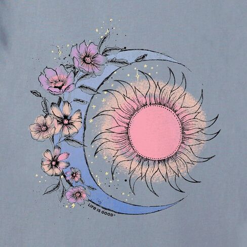Life is Good - Womens Moon Flower Long Sleeve Crusher T-Shirt in Saudi Arabia