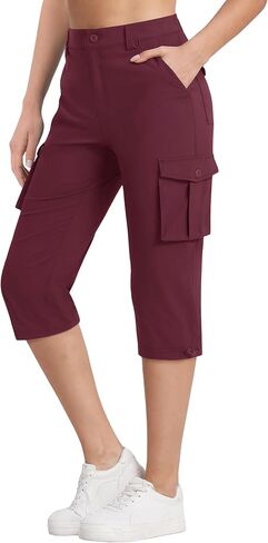 TACVASEN Women's Cargo Capris Lightweight Hiking Capri Pants with Pockets Water Resistant Stretch Golf Travel Outdoor in Saudi Arabia