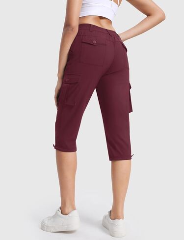 TACVASEN Women's Cargo Capris Lightweight Hiking Capri Pants with Pockets Water Resistant Stretch Golf Travel Outdoor in Saudi Arabia