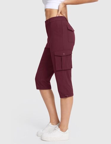 TACVASEN Women's Cargo Capris Lightweight Hiking Capri Pants with Pockets Water Resistant Stretch Golf Travel Outdoor in Saudi Arabia