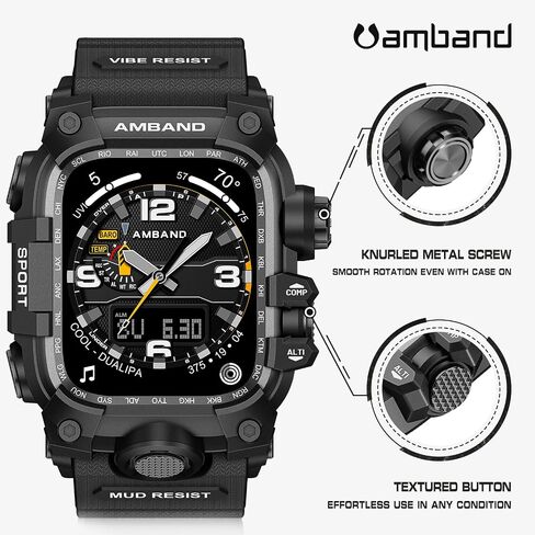 amBand Bands Case Screen Protector Compatible with Apple Watch Ultra 3/2/1 49mm for Men, M3 Rugged Protective Case with Band and 9H Tempered Glass for iWatch Ultra 49mm Men Black in Kuwait