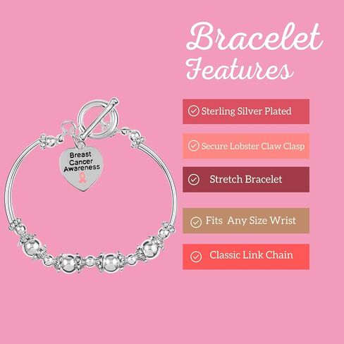 Breast Cancer Awareness Pink Ribbon Bracelets for Fundraising, Charity Walks, and Gifts - Perfect for Breast Cancer Awareness Month in Saudi Arabia