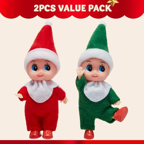 JOYIN 2 Pcs Christmas Elf Plush Doll Tiny Soft Plush Toy Doll for Christmas Decor, Xmas Gift, Xmas Clothing for Elf Doll in Saudi Arabia