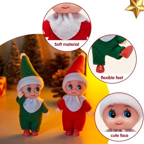 JOYIN 2 Pcs Christmas Elf Plush Doll Tiny Soft Plush Toy Doll for Christmas Decor, Xmas Gift, Xmas Clothing for Elf Doll in Saudi Arabia