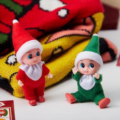 JOYIN 2 Pcs Christmas Elf Plush Doll Tiny Soft Plush Toy Doll for Christmas Decor, Xmas Gift, Xmas Clothing for Elf Doll in Saudi Arabia