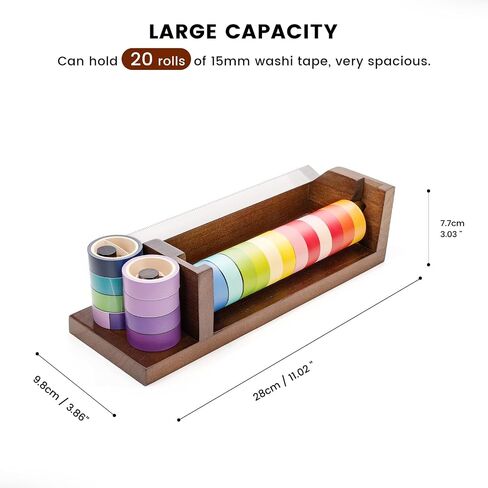 MOLSHINE Wood Desktop Multi Washi Masking Tape Storage Dispenser, Upgraded One-Handed Operation Tape Cutter, Tape Roll Holder (Not Include Masking Tape) (Black) in Saudi Arabia