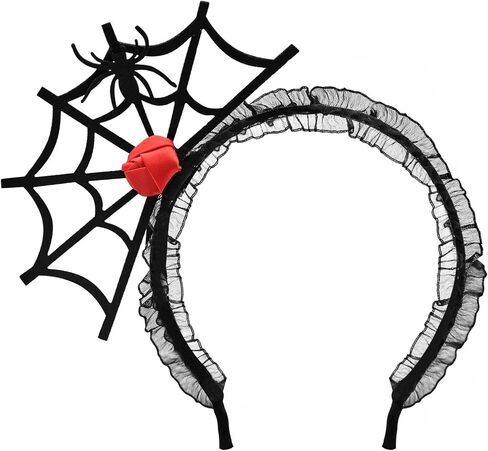Halloween Spider Web Headband, Black Lace Hairband, Gothic Cosplay Costume Accessory for Women Girls Hair Accessories (Red) in Saudi Arabia