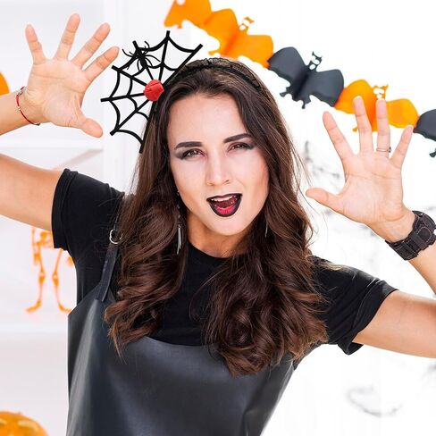 Halloween Spider Web Headband, Black Lace Hairband, Gothic Cosplay Costume Accessory for Women Girls Hair Accessories (Red) in Saudi Arabia