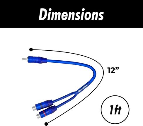 InstallGear 1ft Shielded 1 Female to 2 Male RCA Y Adapter Connector - RCA Splitter 1 Female to 2 Male (2 Pack) in Kuwait