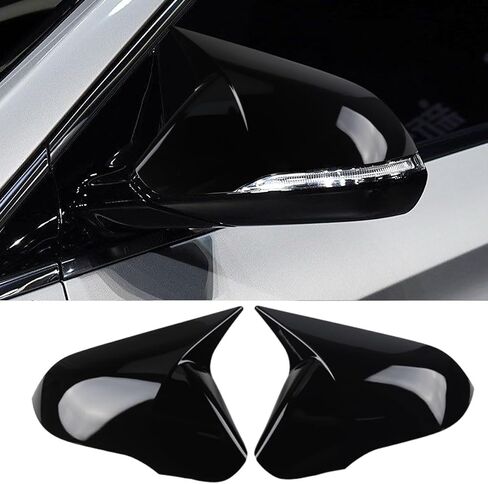 2Pcs Mirror Covers Car Side Mirror Caps Rearview Mirror Covers for Hyundai 9th Sonata 2015 2016 2017 2018 2019,With Turn signal Light,Glossy Black in Saudi Arabia