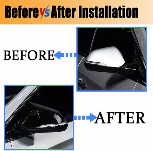 2Pcs Mirror Covers Car Side Mirror Caps Rearview Mirror Covers for Hyundai 9th Sonata 2015 2016 2017 2018 2019,With Turn signal Light,Glossy Black in Saudi Arabia