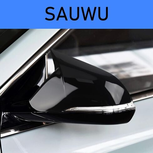 2Pcs Mirror Covers Car Side Mirror Caps Rearview Mirror Covers for Hyundai 9th Sonata 2015 2016 2017 2018 2019,With Turn signal Light,Glossy Black in Saudi Arabia