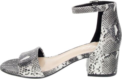 صندل نسائي من Sugar Noelle ذو كعب منخفض مكون من قطعتين وحزام كاحل للسيدات صندل ثعبان 6 in Kuwait