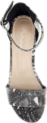 صندل نسائي من Sugar Noelle ذو كعب منخفض مكون من قطعتين وحزام كاحل للسيدات صندل ثعبان 6 in Kuwait