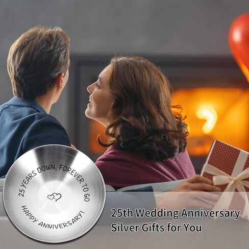 زينة الذكرى السنوية الخامسة والعشرين للزوجين، هدايا الزفاف بالذكرى الخامسة والعشرين، هدايا فضية للذكرى السنوية الخامسة والعشرين للرجال والنساء، صينية مجوهرات الذكرى السنوية الخامسة والعشرين للزوجة، هدية عيد الحب للآباء in Kuwait