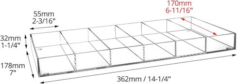 صينية عرض حامل النظارات الشمسية من الأكريليك الشفاف من QWORK مع 6 أقسام، مقاس 1.25 × 14.25 × 7 بوصة، منظم أدراج متعدد الأغراض للنظارات والمجوهرات والمكياج والمزيد in Saudi Arabia