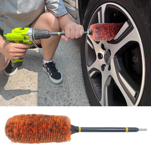Drill Wheel Brush, Rim Drill Cleaner Brush, Extended Heavy Duty Rim Brush with Drill Bit Adapter, Synthetic Wool Soft Fiber Wheel Brush, Microfiber Rim Cleaning Brushes for Drill in Saudi Arabia