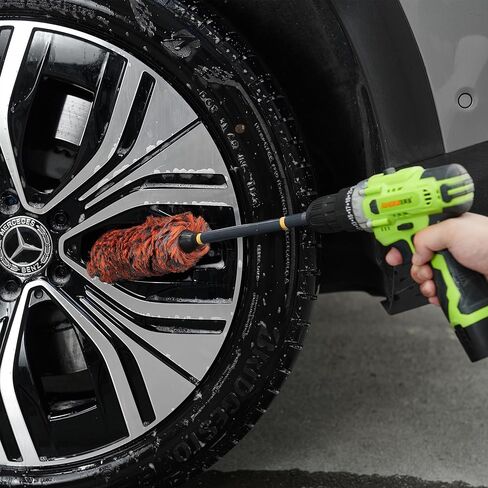 Drill Wheel Brush, Rim Drill Cleaner Brush, Extended Heavy Duty Rim Brush with Drill Bit Adapter, Synthetic Wool Soft Fiber Wheel Brush, Microfiber Rim Cleaning Brushes for Drill in Saudi Arabia